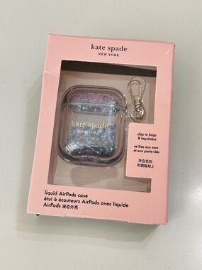 Kate Spade NY AirPods 2 Case Keychain Liquid Glitter Blue & Purple New in Box